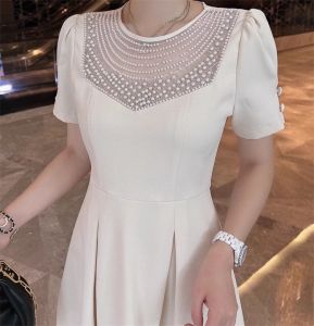 Đầm Xô Lụa Xoè Phối Cổ Hạt Châu Khoá Kéo Sau - RO139 Đầm Xoè Xô Lụa M L XL XXL Xinh