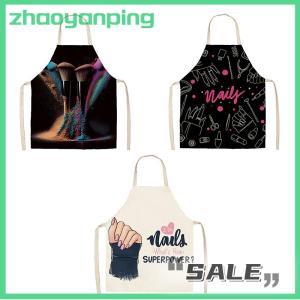 zhaoyanping Sơn móng tay son môi làm đẹp nhà bếp phụ nữ Tạp dề hộ gia đình làm sạch lanh pinafore Salon nhà nấu ăn nướng người lớn Bib