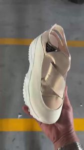 [Free Shipping] Hollow-Out Inner-Height-Increasing Closed-Toe Sandals For Women 2025 New Summer Collection Thick-Soled White Sneakers Casual Athletic Shoes