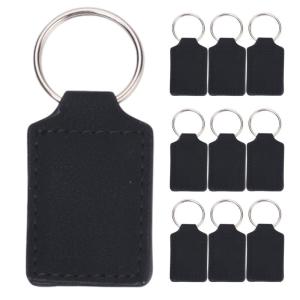 Pack Of 10 Sublimation Blank Keyring Pendant Heat Transfer PU Leather Keychains for Men Women Birthday Fathers Day Gift