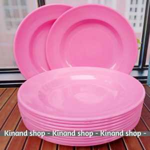 6 PCS PIRING MELAMIN PINK SOFT PIRING CEKUNG 9 INCH TEBAL