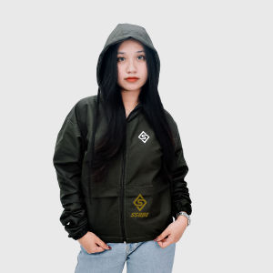 jaket parasut hoodie waterproof / jaket running sauna jogging gym fitnes windbreaker