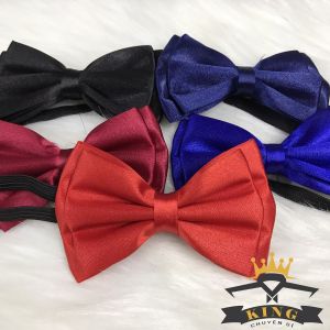 [HCM]Nơ Đeo Cổ Bé Trai và người lớn 1 lớp 2 lớp vải phi bóng dây thun và móc cài KING X06
