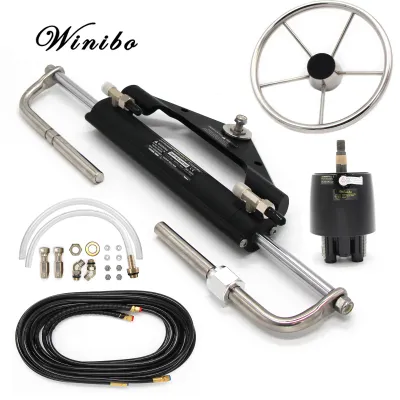 Winibo Outboard Engines up to 150HP Hydraulic Steering Kit With Steering Wheel for Boat with Helm PumpCylinder and Tubes Kits ZA0300