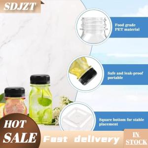 SDJZT Uống container 4 cái chai nước trái cây 120ml Rỗng rõ ràng cà phê milktea vuông chai nhựa với nắp