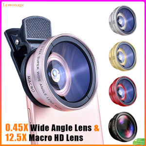 37Mm 0.45X 49Uv Wide Angle+Macro 2 In 1 Mobile Phone Lens Wide Angle Lens Macro Lens With Clip For Phones