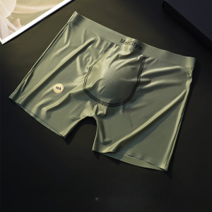 2025 Oil Shiny Boxershorts Satin Men Ice Silk U Pouch Underwear Glossy Mens Shorts Flat Boxers Smooth Swimwear Panties Knickers