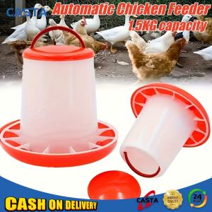 1Pc 1.5kg Automatic Chicken Feeder Bucket Plastic Feeding Tool Chicken Pine Pine Chicken Poultry