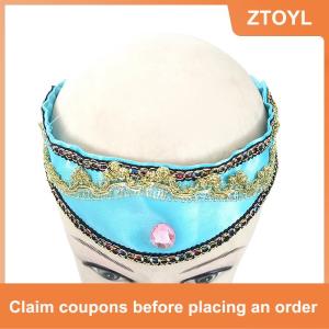 【ZTOYL】 Girls Jasmine Blue Headbands Large Crystal Children Headwear Arabian Princess Hair Bands For Cosplay Party Hair Accessories