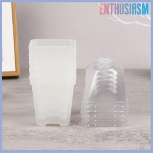 【Enthusiasm】🌟🌟【Hot Sale】🎈 5pcs Square หม้อดอกไม้ขนาดเล็กที่มีความชื้นโดมต้นกล้าปลูกหม้อ