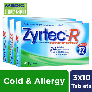 [Bundle of 3] Zyrtec R Rapid Relief Film-Coated Tablet 10Mg - By Medic Drugstore