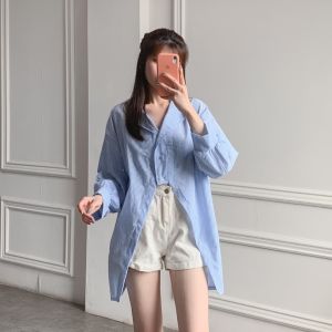 Trendly atasan wanita Bona blouse stripe Hoppy Kemeja stripe wanita motif salur
