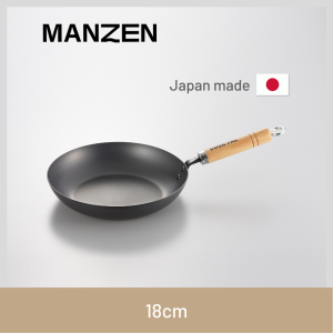 COOK PAL Carbon Steel Fry Pan high quality skillet size 16cm 18cm 20cm 22cm 24cm 26cm 28cm with wood handle quick easy to oil season rust resistant nitriding heat treated surface by Yoshikawa made in Japan sauté sear pan fry gas electric induction ready