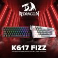 EasyPC | Redragon K617 FIZZ 60% Red Switch Black/ Grey & White Case Wired RGB Mechanical Gaming Keyboard For Better Gaming Experience. 