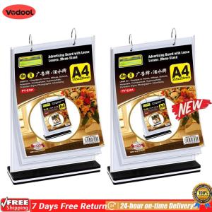 [VODF] 2pcs PVC Tabletop Holder A4 Sign Holder Acrylic Desktop Double Display Holder for Picture Card Store Office Menu Retail Show