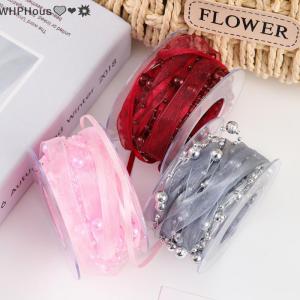 WP💓💛💖 1 Roll 4.5m Bead Yarn Florist Materials Gift Wrapping Pearl Ribbon Creative Clothing Sewing Beaded Pearls Flower Wrapping Ribbon