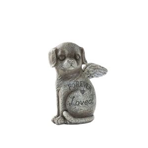 ER52858 Stone Finish Pet Memorial Statue Resin Weatherproof Pet Memorial Tombstone Creative Lovely Pet Dog Cats Memorial Sculpture for Home Decorations