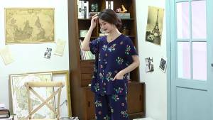 2 bộ đồ ngủ cotton cho nữ mùa hè mới mỏng hoa tay ngắn rộng rãi đồ ngủ thoải mái đồ mặc ở nhà đồ ngủ nữ 3XL