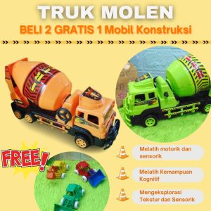 [BELI 2 GRATIS 1 MOBIL KONSTRUKSI] PC8034FC[BISA BERPUTAR MOLENNYA!] Mainan Anak Truk Molen Random