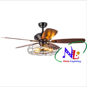 Đèn quạt Vifa - Quạt trần cánh gỗ QVifa-07 lắp khách sạn khu nghỉ dưỡng phòng làm việc
