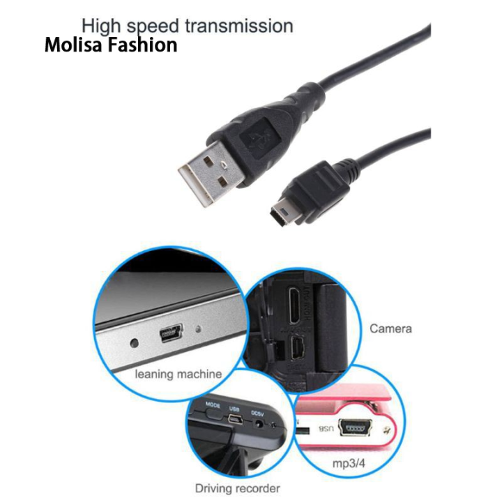 5pin mini USB A to B port data transfer charging cable, suitable for