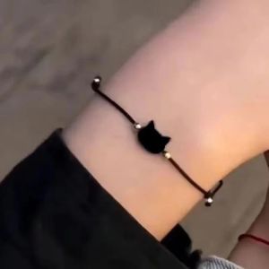 Nóng🔥1/2pcs Couple mèo Vòng tay đá Thủy tinh người yêu đá mặt trăng tự nhiên Charms đen đỏ dây thừng làm bằng tay vòng đeo tay tốt nhất bạn bè đồ trang sức quà tặng