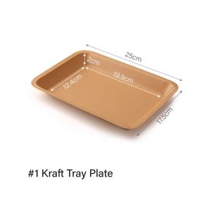 Disposable Kraft Tray Paper Plate Boat Tray Kraft Tray - Thickened | Water and oil proof