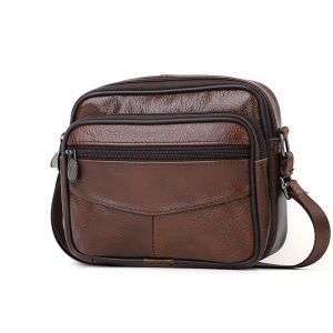 BANYANU Men 6.7inch Phone Sling Bag Casual Small Genuine Cow Leather Crossbody Bag for Travel Outdoor Beg Kulit Lelaki