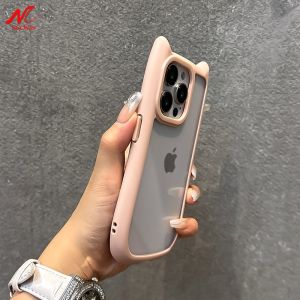 Cat Ear Case for iPhone 16 Pro Max 16 Plus Soft Silicone Transparent Shockproof Cover for iPhone 13 11 12 14 15 Pro Max Plus