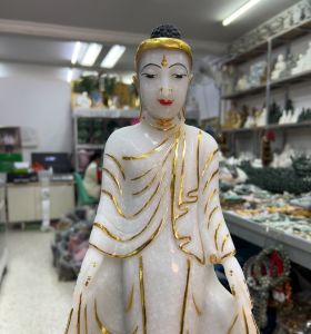 แกะสลักปางเปิดโลก หินพม่า ความสูง18นิ้ว เสริมดวงชะตา