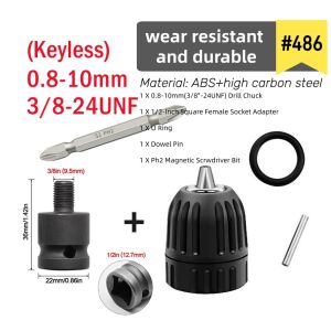 JIANTAI Drill Chuck Adapter 10mm 13mm Impact Adaptor 1/2 "Square Drive Metal Precise Drill Chuck Converter