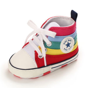 Canvas casual men and women baby rainbow soft-soled shoes toddler non-slip sneakers cool camouflage baby shoes 0-18 months