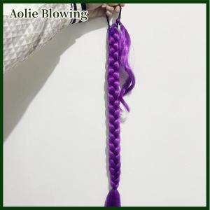 Aolie 26inch Cosplay Wig KPOP Rumi Long Purple Braided Dress Up Accessories DIY Ponytail Braid Heat Resistant Synthetic Wig