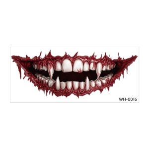 MNTT DIY Big Mouth Tattoo Sticker Scary Bloodiness Fake Face Decorations Sticker Easy To Use Disposable Realistic Mouth Stickers Halloween Party