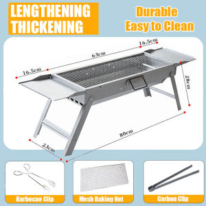 Foldable Grill Portable Outdoor Barbeque BBQ Grill Non-Stick 304 Stainless Barbeque Charcoal Griller with Stand and TraySteak Barbecue Grill Indoor / Outdoor