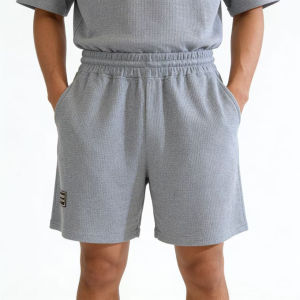 Mens High Stretch Waffle Knit Shorts Elastic Waist Loose Casual Shorts Comfy for Sports Home & Outdoor Activities
