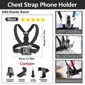Phone Chest Mount Harness Strap Cell Phone Holder for Video Recording Action POV/Bike/Running/VLOG (with Anti-Drop Net)