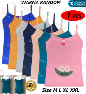 BAYIe - 1 PCS Singlet / Tanktop / Kaos Dalam Wanita Remaja Tali Kecil Bahan Katun Warna RANDOM Size M L XL XXL