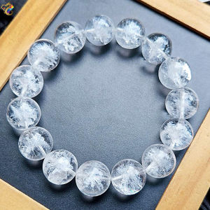 Super Premium Grade Rare Clear Quartz Sparkling Snowflake Phantom Black Tourmaline Rutilated Bracelet