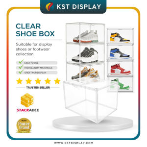 Acrylic Shoe Box Foldable Shoe Rack Cabinet Display Box Transparent Kotak Kasut Magnetik
