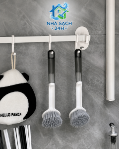 Cọ Rửa Bát Đầu Tròn Cao Cấp Bàn Chải Chà Nồi Chảo Tay Cầm Trong Suốt Sạch Sâu