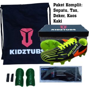 KIDZTUBS Sepatu Bola Anak Paket Komplit Sepatu Bola Tas Skin Deker Kaos Kaki Usia 6-10 Tahun Size 28 29 30 31 32 33 34 35 36 37 KDZ1834010625