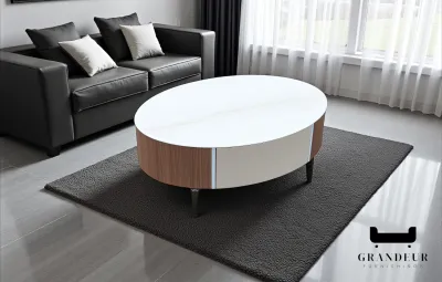 Elegant Oval Coffee Table with Soft-Closing Drawer