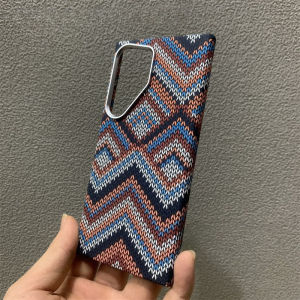 Magnetic Carbon Fiber Texture Case For Samsung S26 S25 S24 S23 Ultra Hard PC Shell Bohemian Style Camera Metal Protection Covers