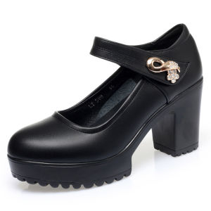 【COD】Women Comfortable Soft Leather shoes casual high heel shoes Office shoes