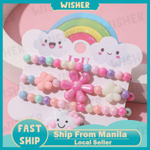 3pcs/set children cartoon bracelet colorful beads bracelet white clouds unicorn bracelet cute girls bracelet jewelry