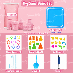 1kg Magic Play Sand Kinetic Motion Space Sand with 39pcs Molds Pool Kids Toy Beach Sand Toy