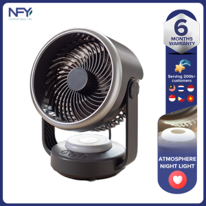 New USB charging 6000mAh air circulation fan automatic shaking desktop electric fan silent and windy desktop turbo LED light