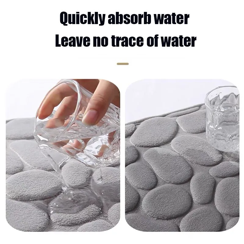 Non-Slip Bath Mat Cobblestone Embossed Bathroom Carpet Shower Room Doormat Memory Foam Absorbent Floor Mat Rugs For Home