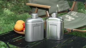 2026 Boundless Voyage Titanium Bottle with Carry Bag 1.1L Open Flame Heating Canteen Camping Leakproof Drinkware for Hiking Ti3012D